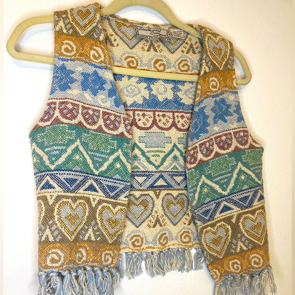 Vintage Women’s Vest, 70-80s Western Style size Medium- Southwest Canyon